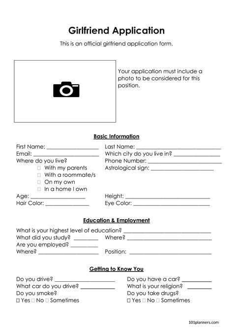 gf applications|Girlfriend Application Form Template 